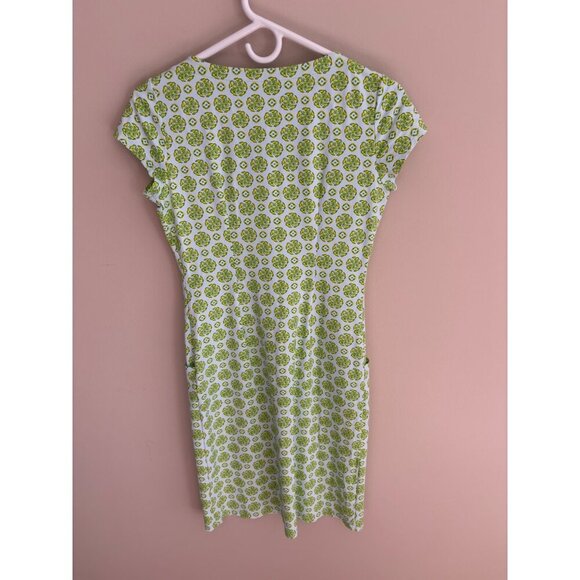 J. McLaughlin Short Sleeve Spring Catalina Cloth Dress Blue Green Print Size XS - Picture 7 of 11